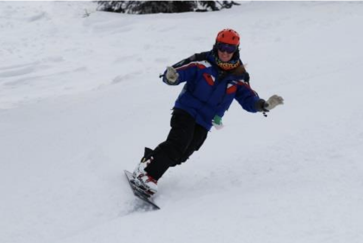 snowboarder on toeside edge